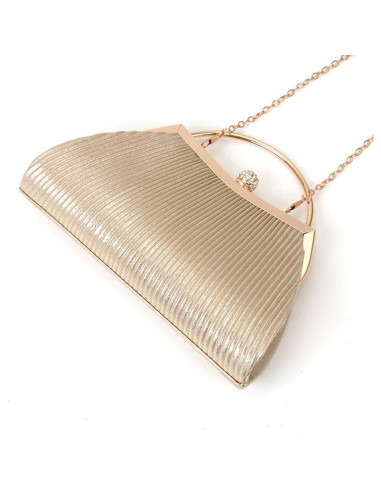 Bolso de Noche Brillante para Mujeres Oro con Cadena 20x14x5cm