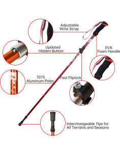 Bastones de Trekking Yovital Ajustables Aluminio 7075 135 cm (Juego de 2) 2