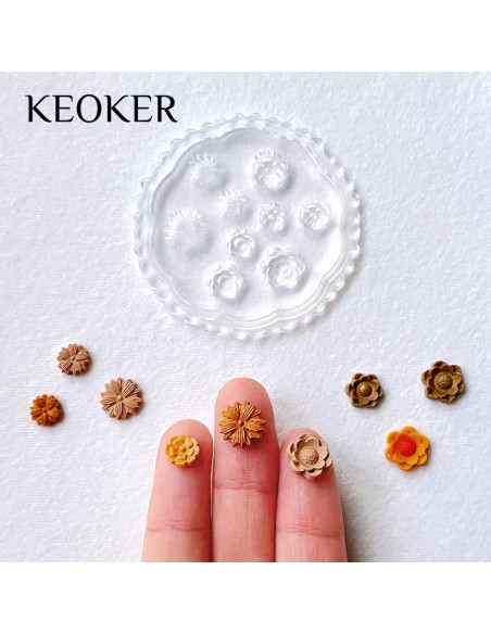 Moldes de Arcilla Polimérica KEOKER - 4 Piezas Flores y Hojas Moldes de Arcilla Polimérica KEOKER - 4 Piezas Flores y Hojas