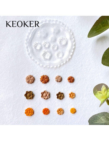 Moldes de Arcilla Polimérica KEOKER - 4 Piezas Flores y Hojas