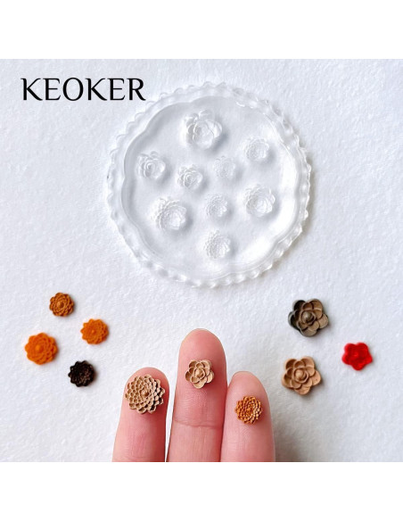 Moldes de Arcilla Polimérica KEOKER - 4 Piezas Flores y Hojas Moldes de Arcilla Polimérica KEOKER - 4 Piezas Flores y Hojas