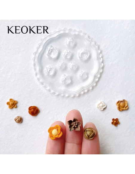 Moldes de Arcilla Polimérica KEOKER - 4 Piezas Flores y Hojas Moldes de Arcilla Polimérica KEOKER - 4 Piezas Flores y Hojas
