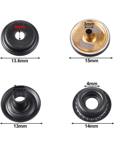 Kit de 120 Broches de Metal BetterJonny 15mm Negro para DIY
