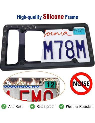 Marcos de Placas de Licencia BGMVFK con Bandera Americana - 2 Piezas