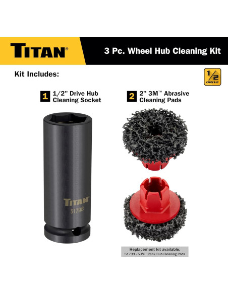 Kit de Limpieza de Cubos de Rueda Titan 51798 - 2 Pulgadas Kit de Limpieza de Cubos de Rueda Titan 51798 - 2 Pulgadas