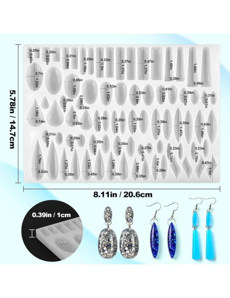 Moldes de Silicona para Pendientes ZQYSING 41 Formas DIY Moldes de Silicona para Pendientes ZQYSING 41 Formas DIY