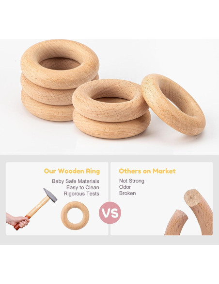 Mordedor de Dentición para Bebés Rosa - Silicona y Madera Mordedor de Dentición para Bebés Rosa - Silicona y Madera
