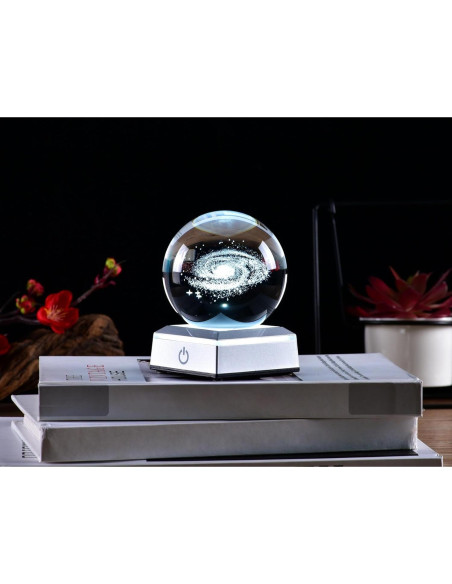Bola de Cristal Galáctica 80mm Aircee con Base LED 6 Colores Bola de Cristal Galáctica 80mm Aircee con Base LED 6 Colores