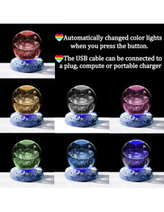 Bola de Cristal 3D del Sistema Solar Ornalrist 6 cm con Base LED 2