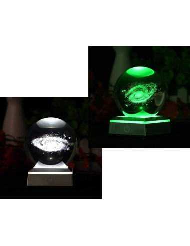 Bola de Cristal Galáctica 80mm Aircee con Base LED 6 Colores