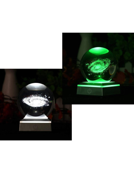Bola de Cristal Galáctica 80mm Aircee con Base LED 6 Colores Bola de Cristal Galáctica 80mm Aircee con Base LED 6 Colores