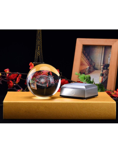 Bola de Cristal Galáctica 80mm Aircee con Base LED 6 Colores