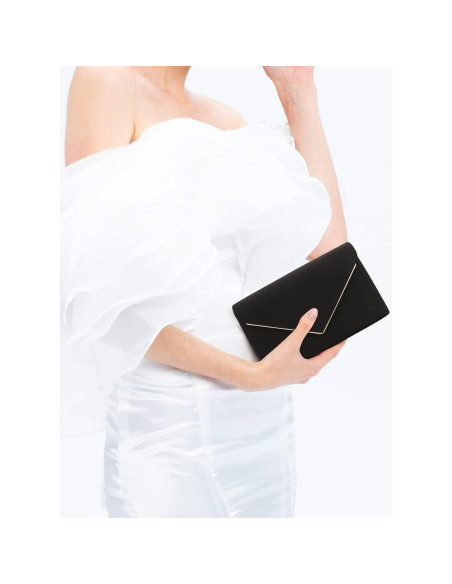 Cartera Clutch BBjinronjy para Mujeres Negra 21.6x12.7cm Cartera Clutch BBjinronjy para Mujeres Negra 21.6x12.7cm