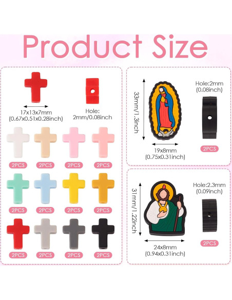 28 Piezas Perlas de Silicona Religiosas Spritewelry DIY 28 Piezas Perlas de Silicona Religiosas Spritewelry DIY