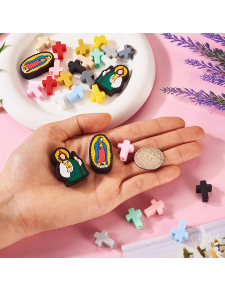28 Piezas Perlas de Silicona Religiosas Spritewelry DIY 28 Piezas Perlas de Silicona Religiosas Spritewelry DIY