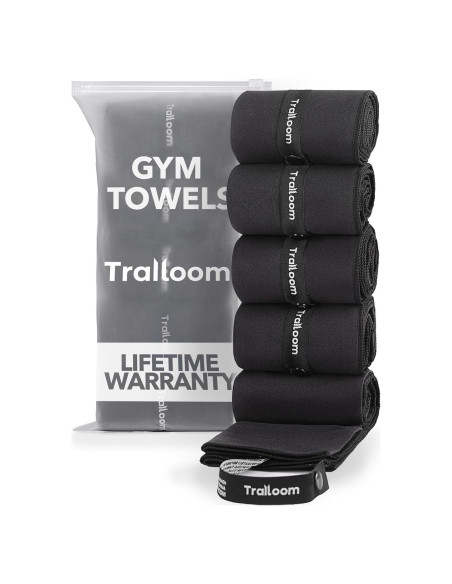 Toallas de Microfibra Trailoom - Set de 5 Negras 80x40cm Toallas de Microfibra Trailoom - Set de 5 Negras 80x40cm