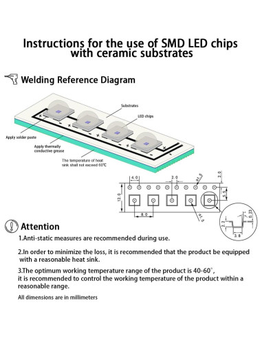 100 Chips LED SMD 3030 Blanco 5200K CRI 90 - LEDGUHON