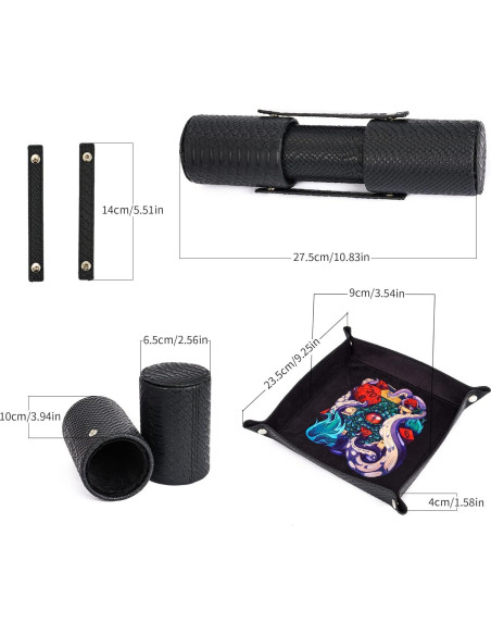 Bandeja de Dados 3 en 1 KSNDie Plegable de PU Negro Bandeja de Dados 3 en 1 KSNDie Plegable de PU Negro