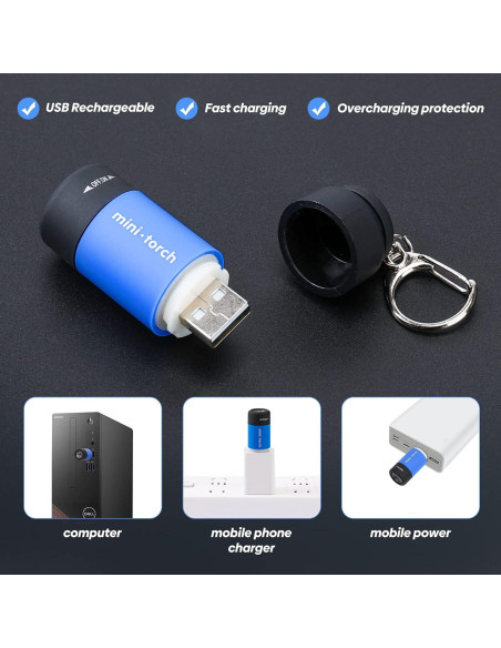 Mini Linterna de Llavero Recargable USB Tileon - 3 Piezas Mini Linterna de Llavero Recargable USB Tileon - 3 Piezas