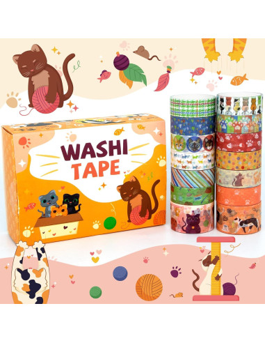 Conjunto de 14 Rollos de Cinta Washi KOVANO - Animales Kawaii