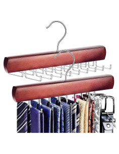 Organizador de Corbatas KEOAMG 2Pack Caoba con 18 Ganchos