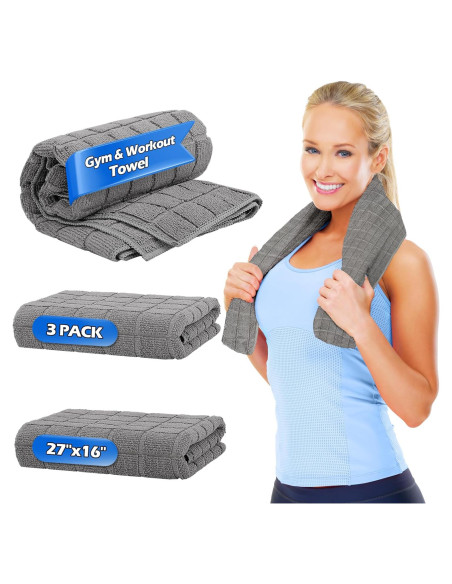 Toallas de Microfibra para Gimnasio HOMERHYME - 3 Unidades 68.6x40.6cm Toallas de Microfibra para Gimnasio HOMERHYME - 3 Unidades 68.6x40.6cm