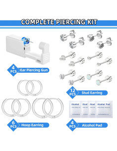 Kit de Perforación de Orejas 26 Piezas Nunpag - Incluye Aretes 2