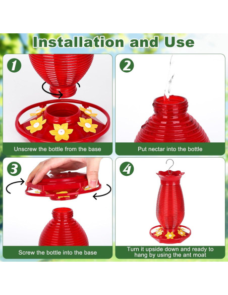 Alimentador de Colibríes de Vidrio FEED GARDEN 26 oz Rojo Alimentador de Colibríes de Vidrio FEED GARDEN 26 oz Rojo