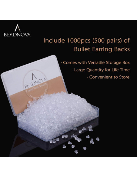 Respaldo de Pendientes BEADNOVA Goma Transparente 1000 pcs Respaldo de Pendientes BEADNOVA Goma Transparente 1000 pcs