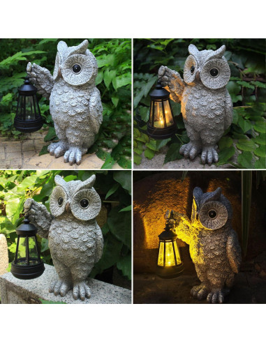 Estatua de Jardín Conejo con Linterna Solar GUANFU 2.54cm