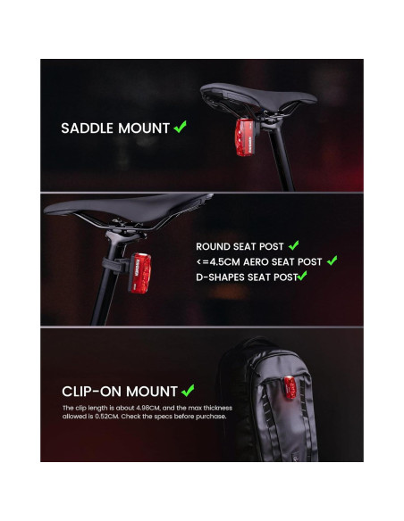Luz Trasera de Bicicleta RAVEMEN TR150 150 Lúmenes USB C Luz Trasera de Bicicleta RAVEMEN TR150 150 Lúmenes USB C