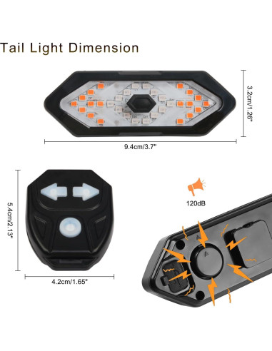 Luz Trasera de Bicicleta JHMUERN con Control Remoto y Bocina