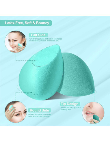 Juego de Esponjas de Maquillaje DUAIU 4 Piezas Aguamarina