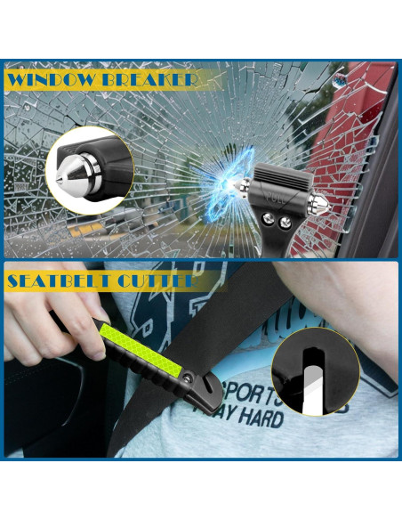 Martillo de Seguridad Cleverool 2 en 1 para Automóvil Negro Martillo de Seguridad Cleverool 2 en 1 para Automóvil Negro