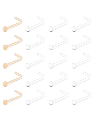 Studs para Nariz MODRSA 18g 5 Piezas Color Piel y Claro