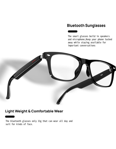 Gafas Bluetooth Meagtlva Unisex con Lentes Claras y Audio HD Gafas Bluetooth Meagtlva Unisex con Lentes Claras y Audio HD
