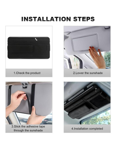 Organizador de Visera de Coche SHMZK de Cuero Negro con 5 Bolsillos