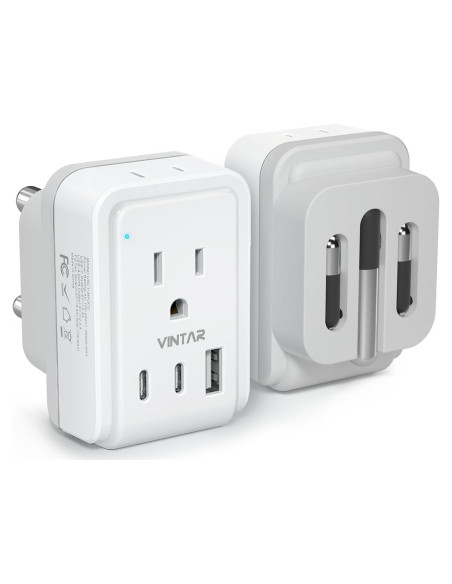 Adaptador de Enchufe Tipo M VINTAR con 2 Salidas CA y 3 USB Adaptador de Enchufe Tipo M VINTAR con 2 Salidas CA y 3 USB