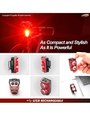 Cygolite Hypershot Luz Trasera para Bicicleta 350 Lúmenes 7 Modos