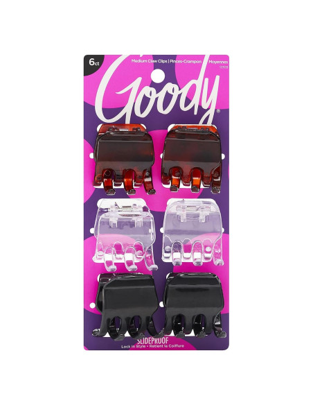 Clips de Garra Goody Classic - 6 Piezas, Medianos, Colores Variados Clips de Garra Goody Classic - 6 Piezas, Medianos, Colores Variados