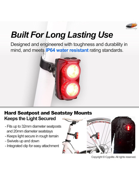 Cygolite Hypershot Luz Trasera para Bicicleta 350 Lúmenes 7 Modos Cygolite Hypershot Luz Trasera para Bicicleta 350 Lúmenes 7 Modos