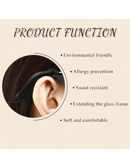 12 Pares Almohadillas de Silicona Frienda para Gafas - Negro 12 Pares Almohadillas de Silicona Frienda para Gafas - Negro