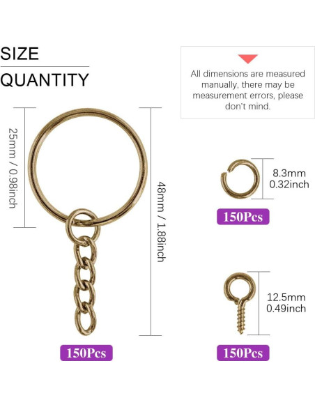 Kit 450 Piezas Anillos de Llave Swpeet 25mm con Cadena Kit 450 Piezas Anillos de Llave Swpeet 25mm con Cadena