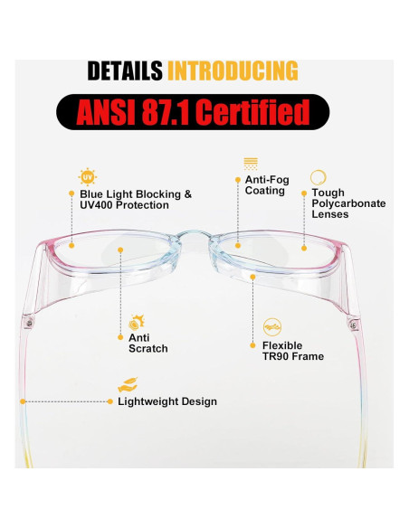 Gafas de Seguridad Antivaho KeeiZoes - Paquete de 4, UV400 Gafas de Seguridad Antivaho KeeiZoes - Paquete de 4, UV400