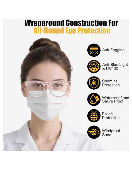 Gafas de Seguridad Antivaho KeeiZoes - Paquete de 4, UV400 Gafas de Seguridad Antivaho KeeiZoes - Paquete de 4, UV400
