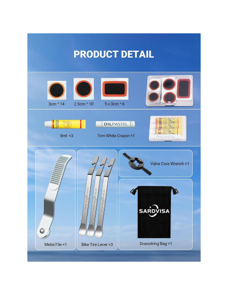 Kit de Reparación de Neumáticos SARDVISA SVPK 40 Piezas Kit de Reparación de Neumáticos SARDVISA SVPK 40 Piezas