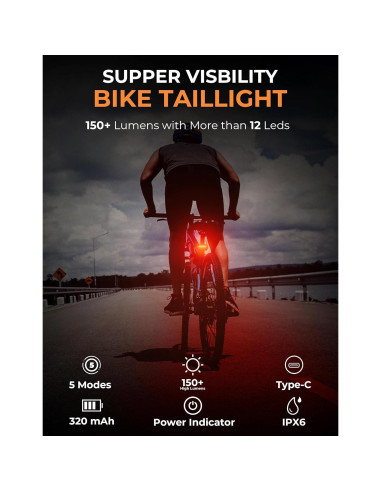 Luz Trasera Recargable G2FS LITH DR104 150 Lúmenes IPX6