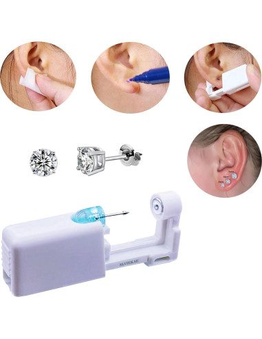 Kit de Perforación de Orejas SLVIEKAE con Aretes 3mm 4mm 5mm