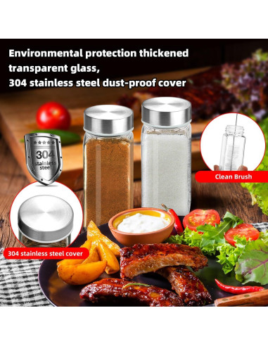 Set de 2 Tarros de Especias de Vidrio 4oz eispap con Tapas Dosificadoras