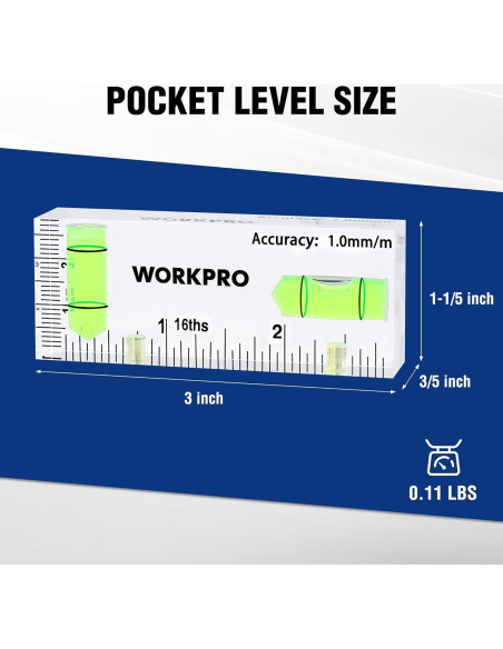 Nivel Mini Magnético WORKPRO 3 Pulgadas con 2 Burbujas Nivel Mini Magnético WORKPRO 3 Pulgadas con 2 Burbujas
